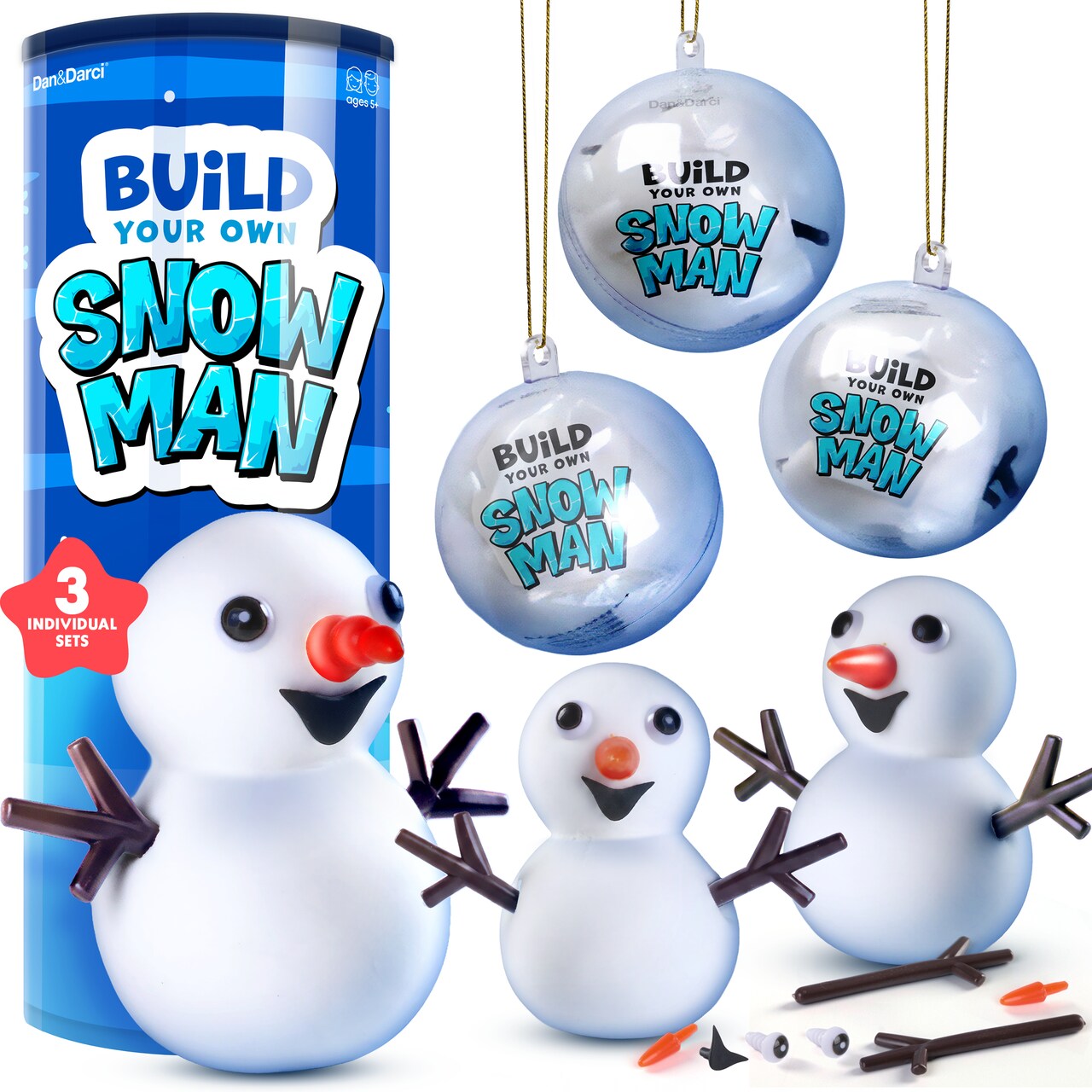 Dan&Darci Snowman Making Kit for Kids - Build a Snow Man Craft Kits for Girls, Boys, Toddlers Ages Kid Winter Christmas Crafts Activities Stocking Stuffers Fun Toys Ideas for 6, 7, 8 Year Old